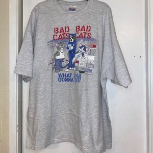Vintage 1998 Hanes Beefy-T Bad Cats What Cha Gonna Do Graphic T-Shirt Gray XXXL